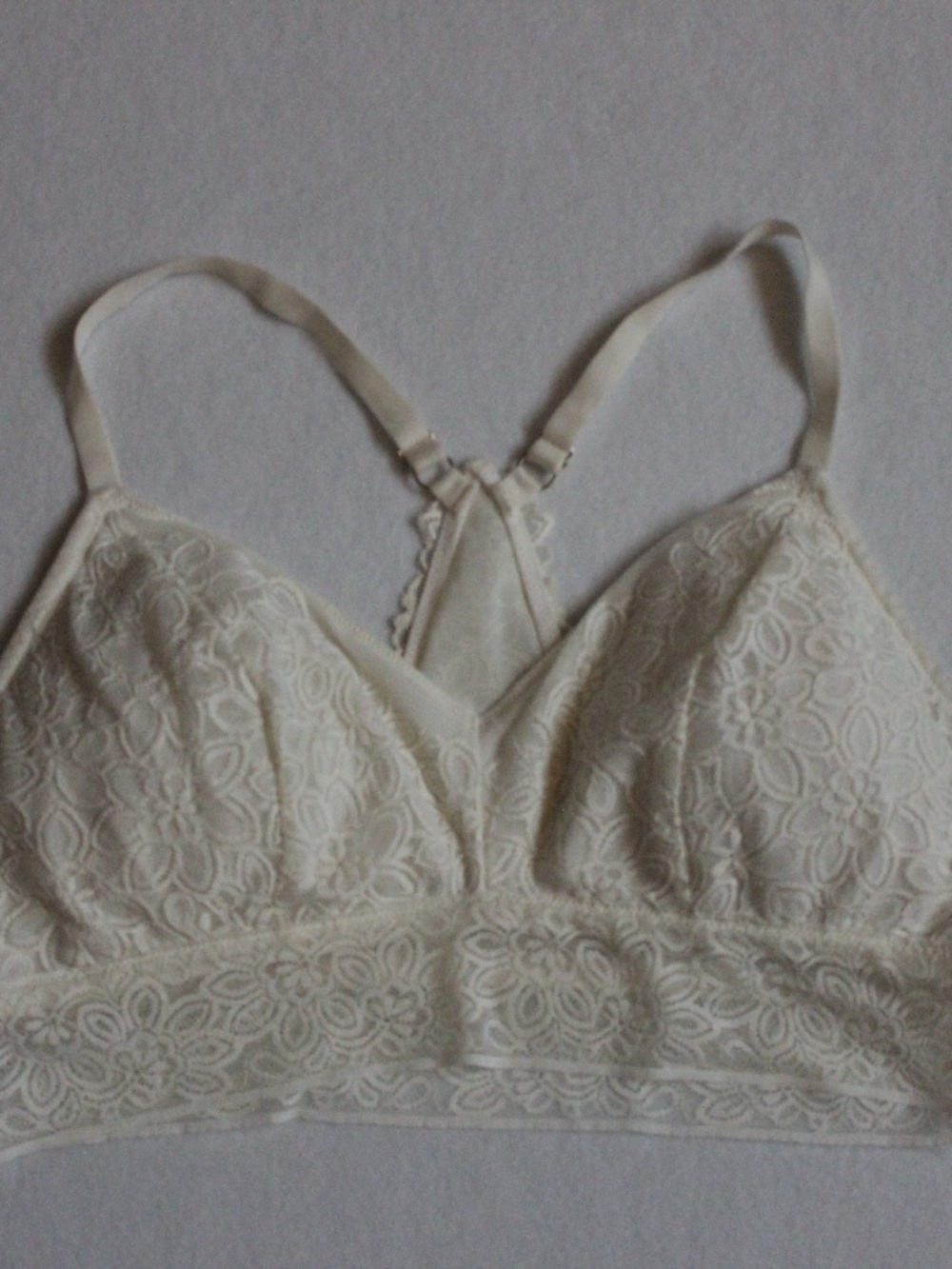 Aerie Razorback Lace Bra Cream XL Wireless